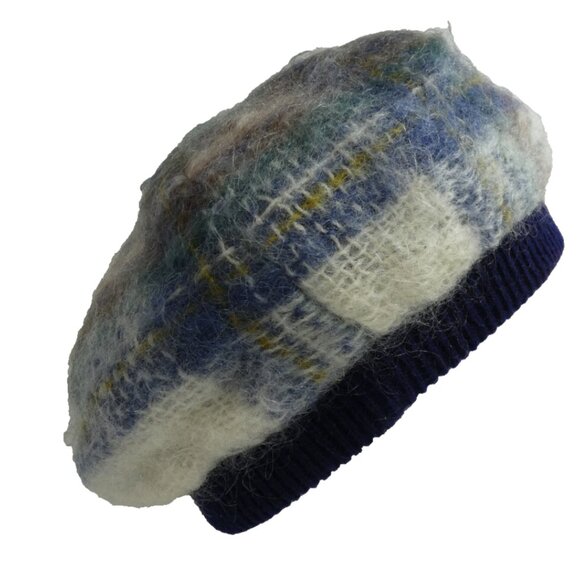 Highland Home Industries Mohair & Wool Beret Unisex Cap Gray Blue Scottish Hat - Picture 4 of 9